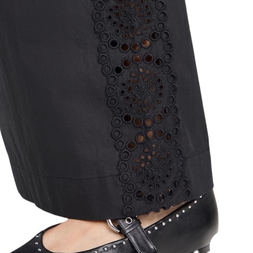 Sea New York Maeve Black Cotton Open Embroidered Side Panel Pants Women’s XS - Picture 2 of 8